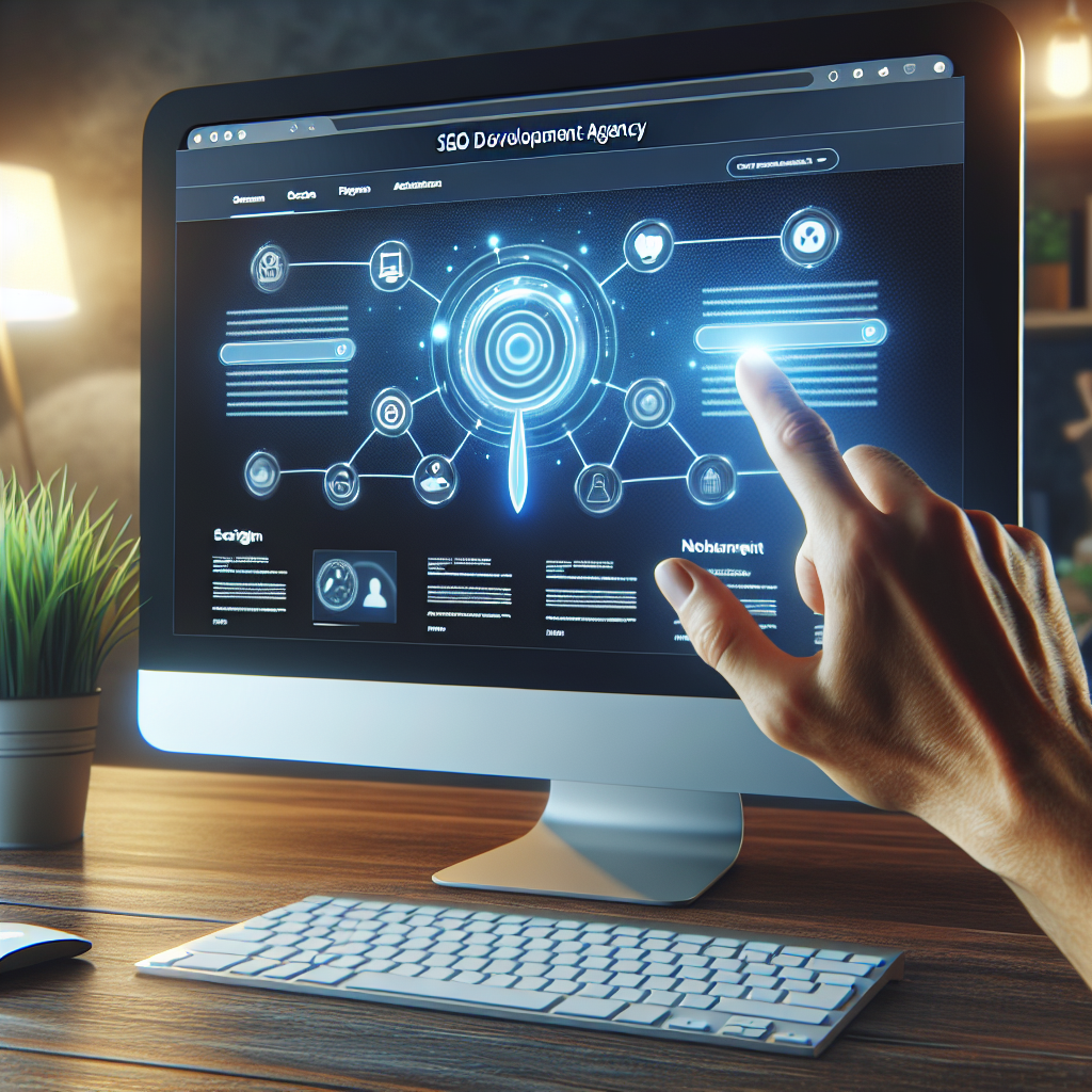 Illustration: A visually stunning and user-friendly website design on a computer screen, showcasing a seamless nav