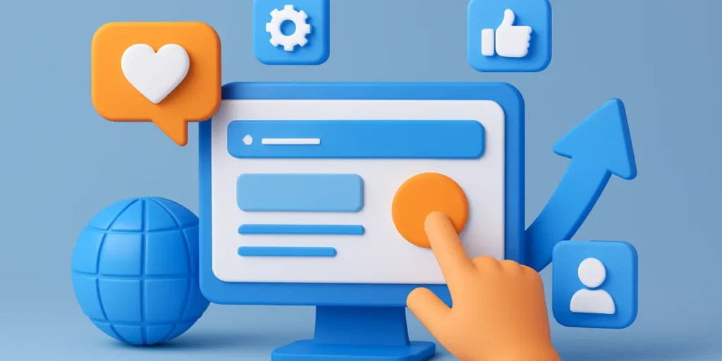 Business owner reviewing website, social profiles, ads and analytics on multiple screens to enhance online presence